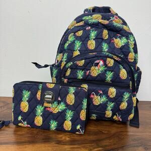 Vera Bradley Toucan Party Mini Backpack & RFID Turnlock Wallet Set